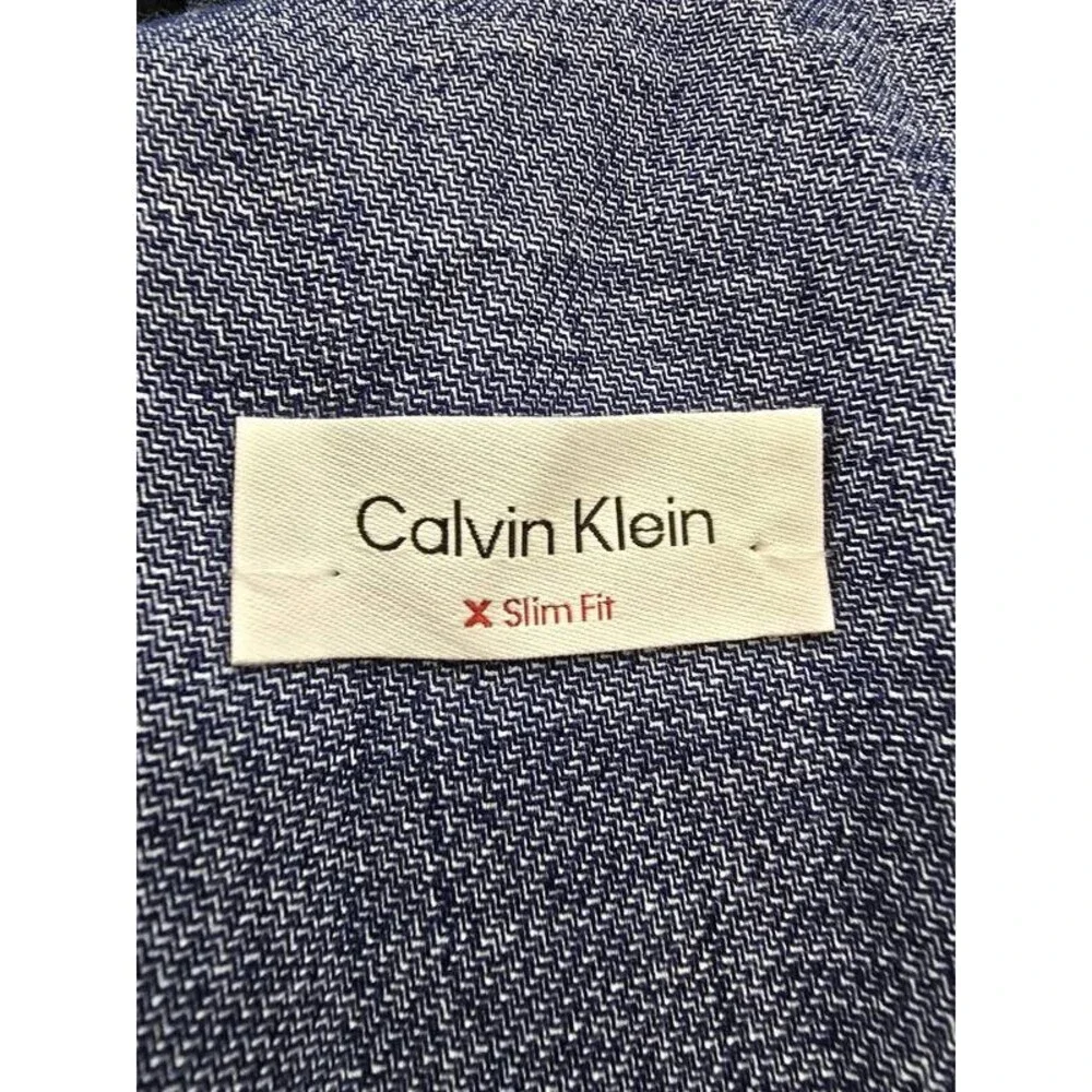 Calvin Klein Solid Slim Fit Soft Sport Coat Men's 40R Blue Button Closure L/S